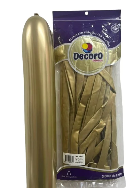  DECORO GLOBOS FASHION ORO 360"X50 PZAS 