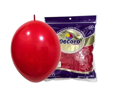 DECORO GLOBOS 12"X100 PZAS HIGH FASHION LINKING /BIPOLO-ROJO