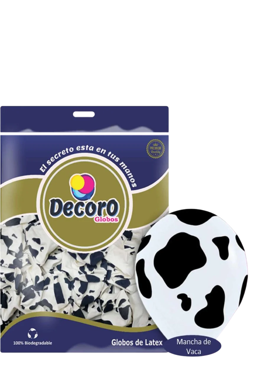  DECORO GLOBOS 12"X50 PZAS (HUELLAS/VACA)