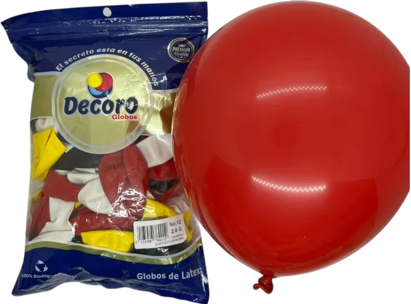  DECORO GLOBOS 12"X100 PZAS CARRERAS