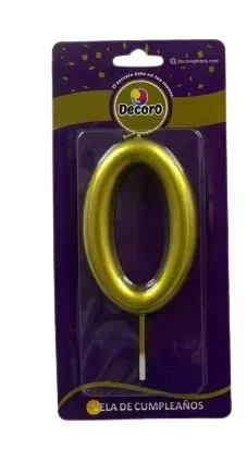 VELAS DE NUMEROS DECORO DORADO #0