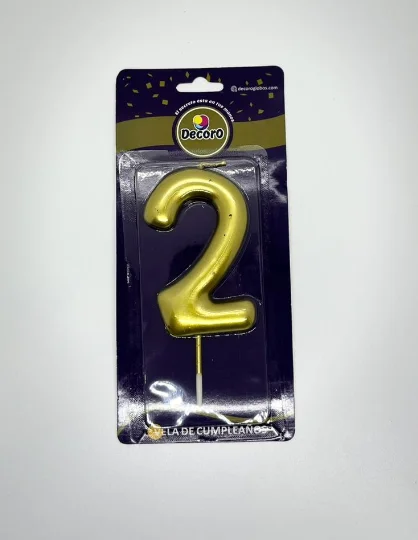 VELAS DE NUMEROS DECORO DORADO # 2