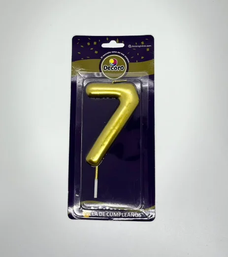 VELAS DE NUMEROS DECORO DORADO # 7