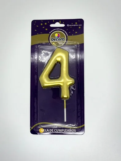 VELAS DE NUMEROS DECORO DORADO #0 4