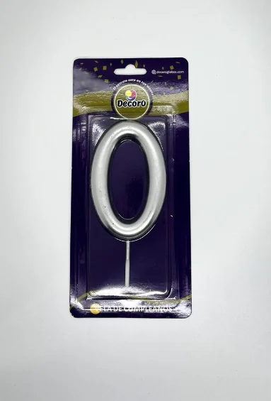 VELAS DE NUMEROS DECORO PLATA  # 0