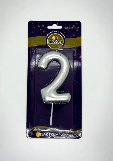 VELAS DE NUMEROS DECORO PLATA  # 2
