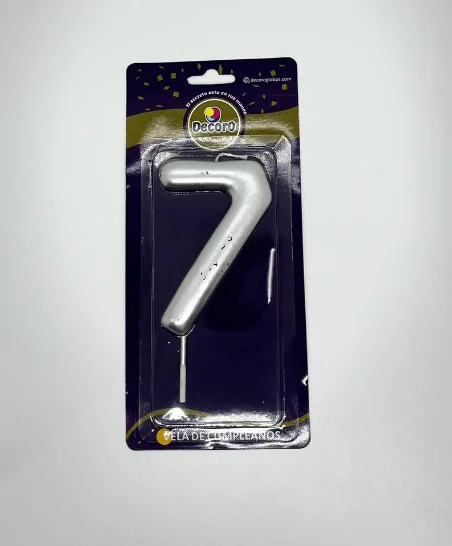 VELAS DE NUMEROS DECORO PLATA  # 7