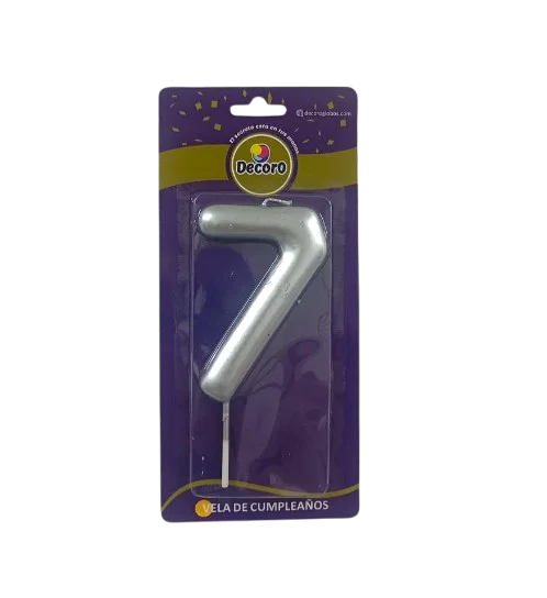 VELAS DE NUMEROS DECORO PLATA  # 7