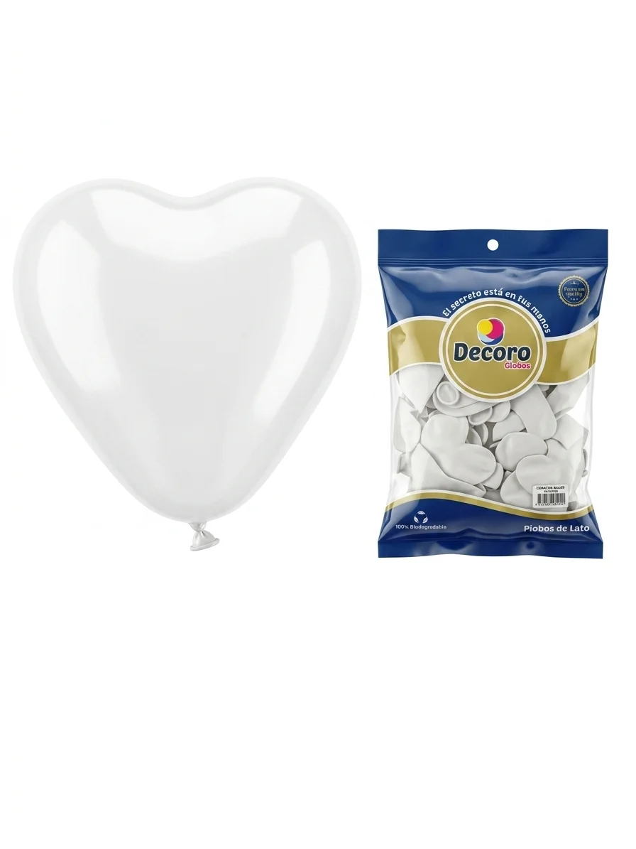  DECORO GLOBOS CORAZON BLANCO 10"X100 PZAS