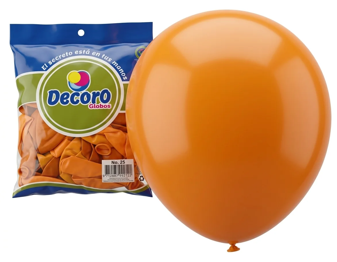  DECORO GLOBOS 12"X100 PZAS CALABAZA