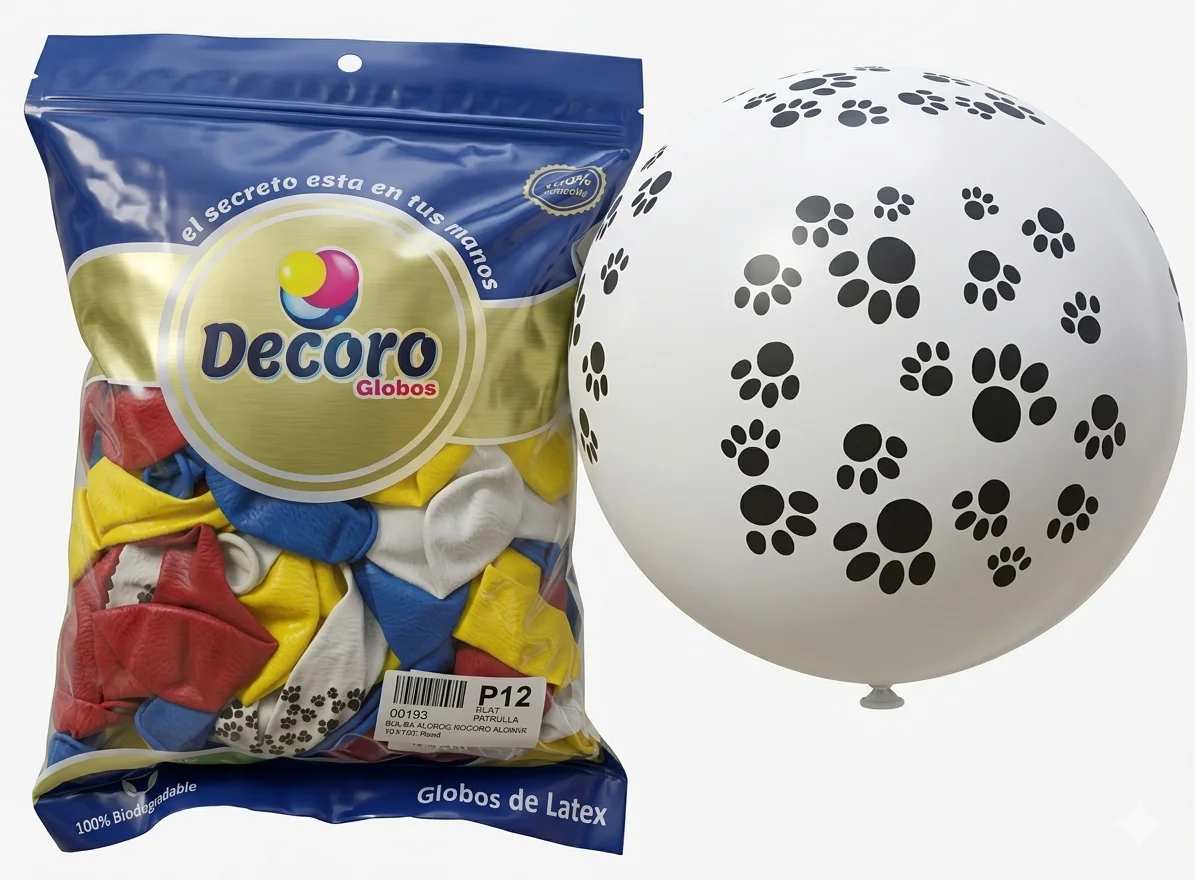  DECORO GLOBOS 12"X100 PZAS PATRULLA K-9