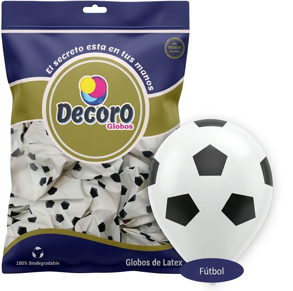  DECORO GLOBOS 12"X50 PZAS (BALON FUTBOL )