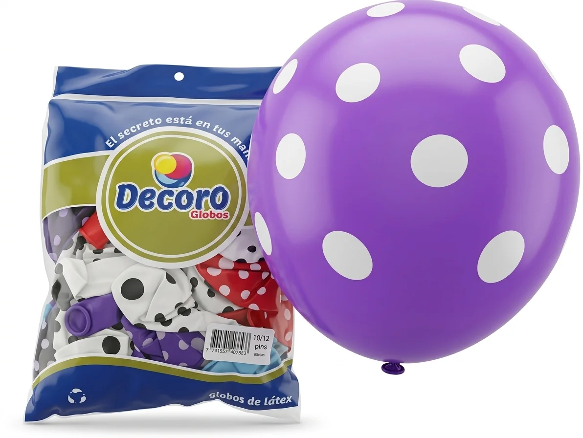 DECORO GLOBOS POLKA 12"X50 PZAS