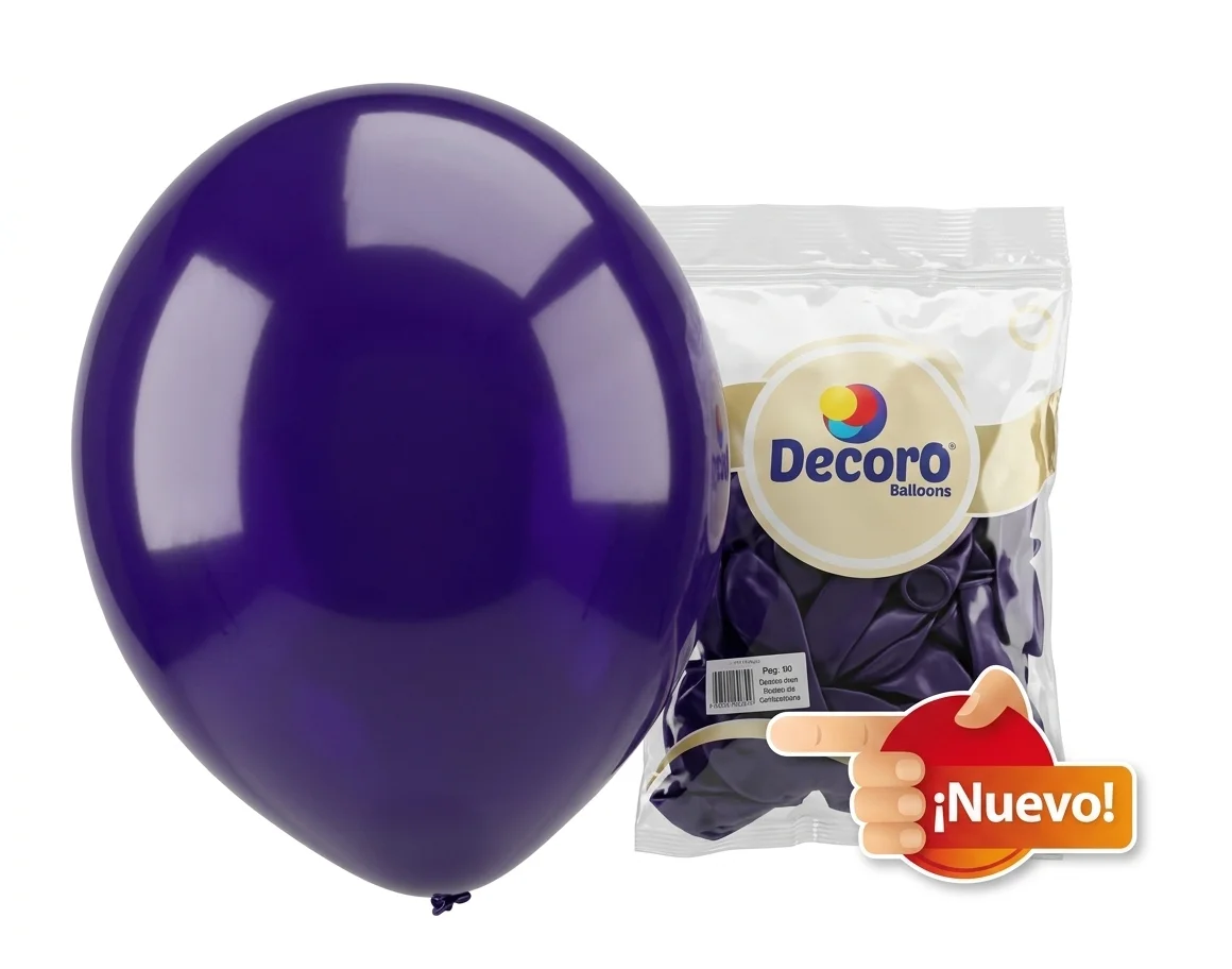  DECORO GLOBOS MORADO NUEVO 12"X100 PZAS HIGH FASHION 3.2G