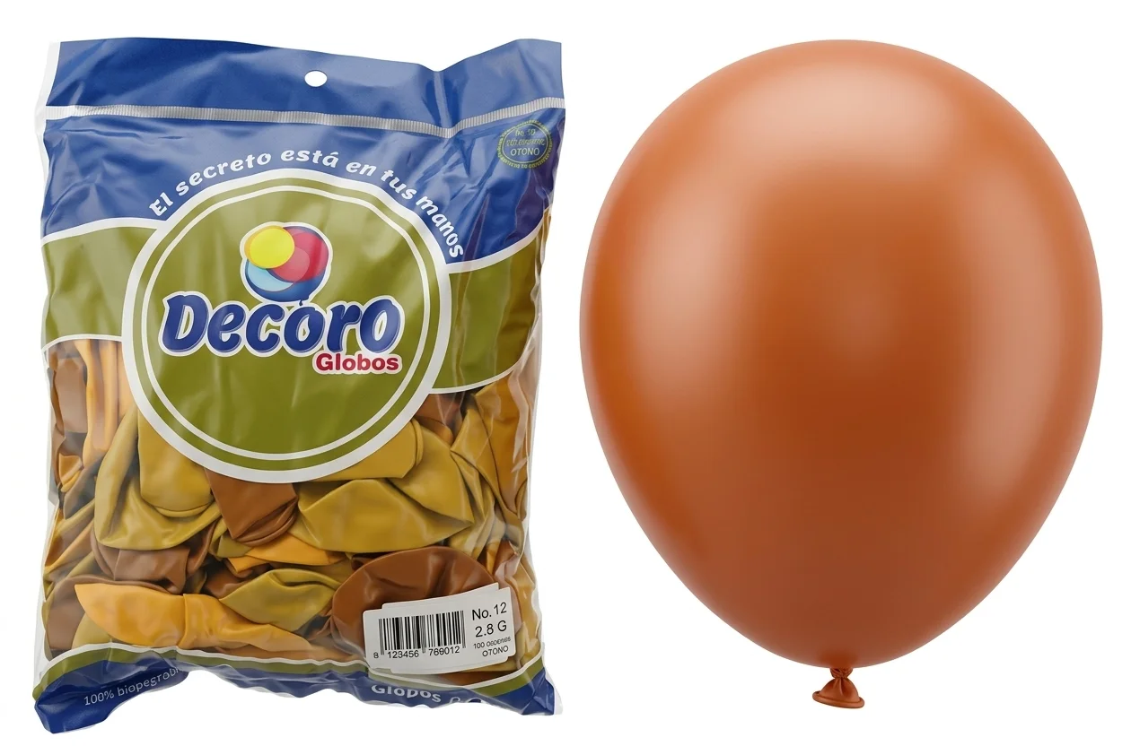  DECORO GLOBOS 12"X100 PZAS OTOÑO