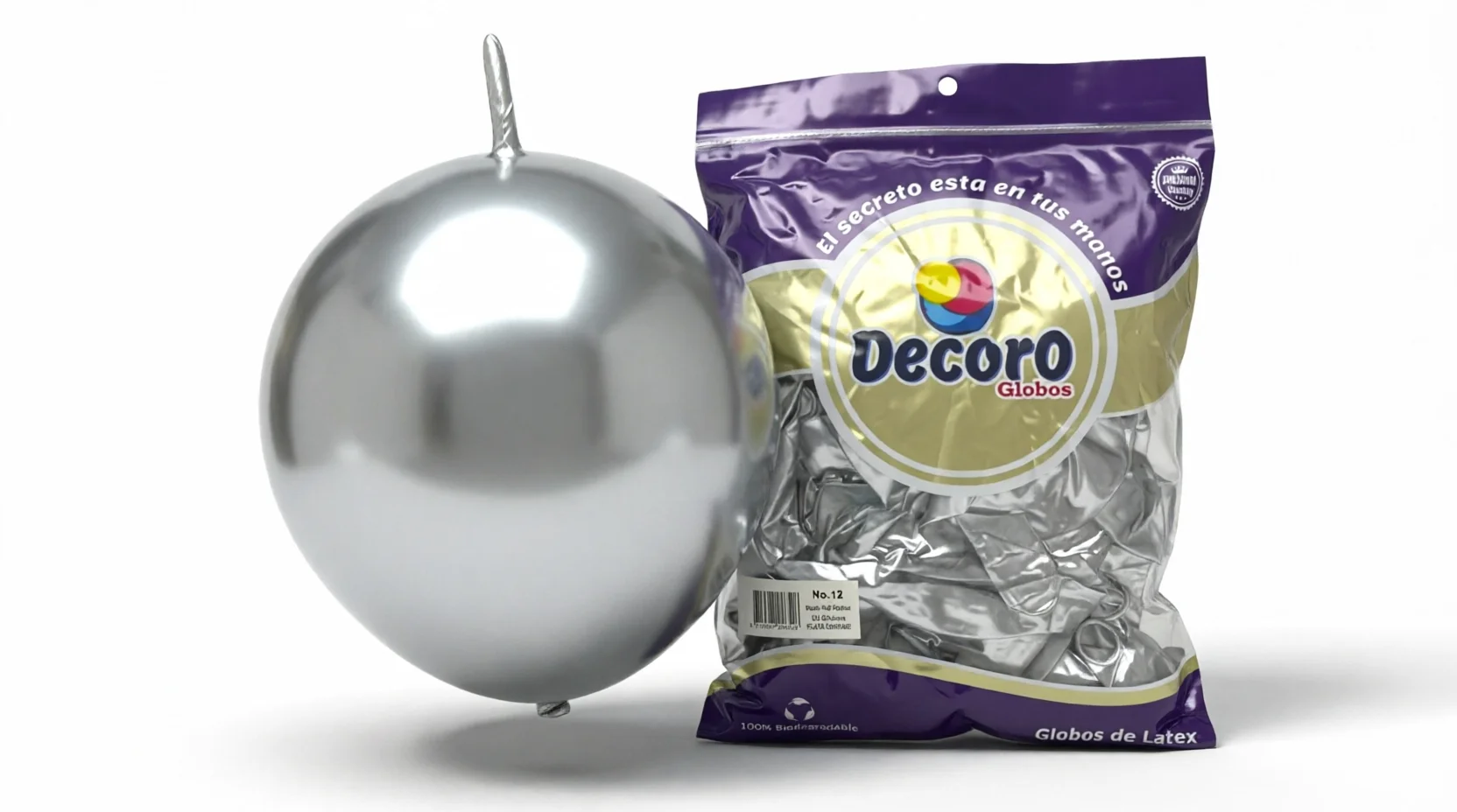 DECORO  BIPOLO PLATA 12"X50 PZAS HIGH FASHION