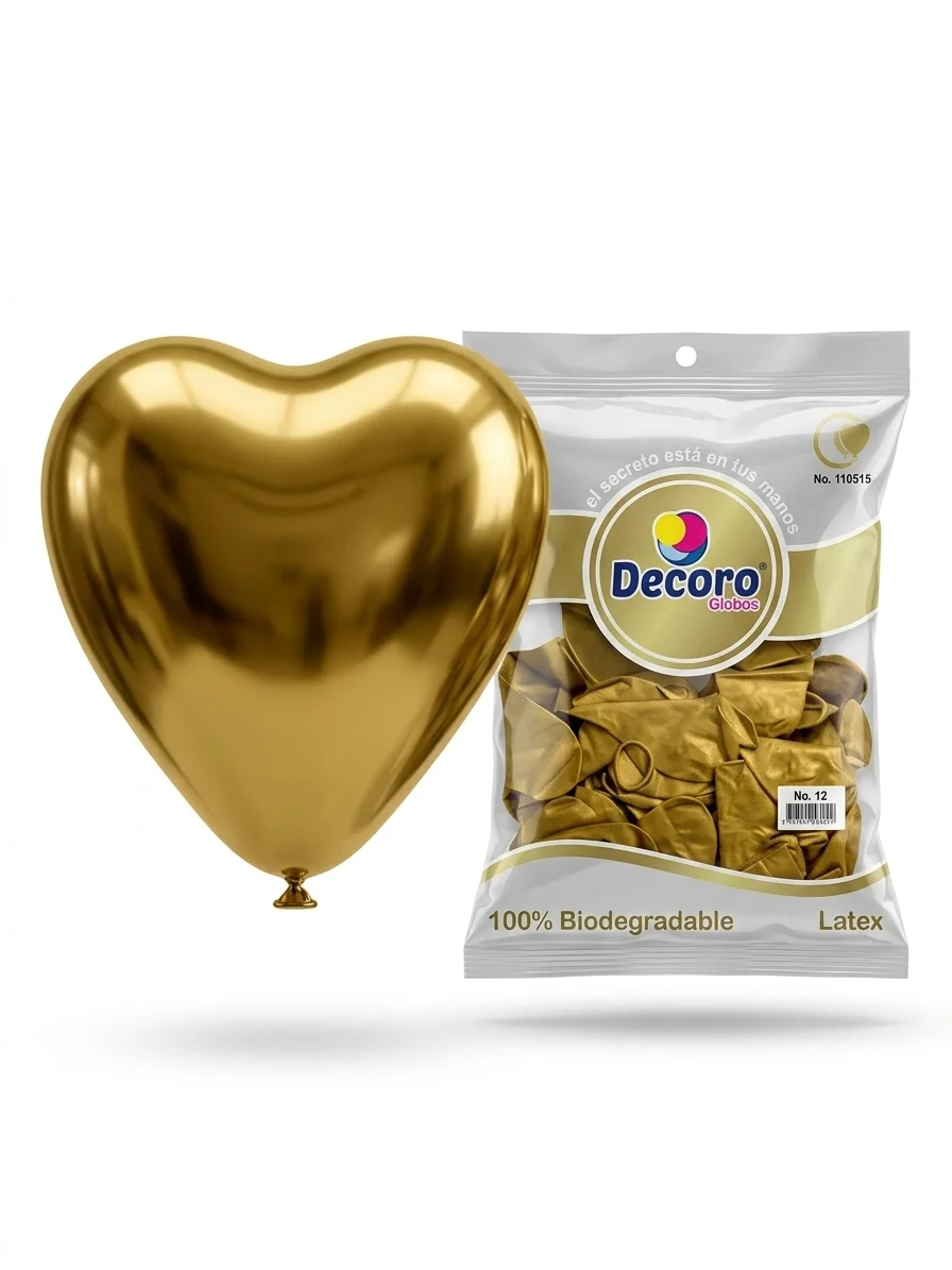  DECORO GLOBOS  CORAZON ORO 10"X50 PZAS